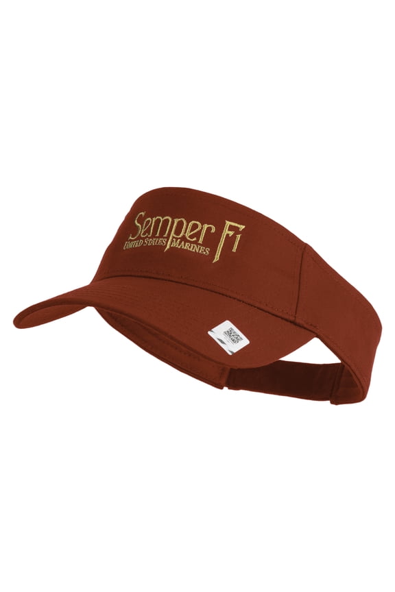 United States Marines Semper Fi Design Embroidered Cotton Twill Sun Visor - Red OSFM