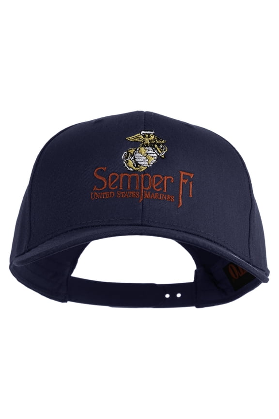 United States Marines Semper Fi Emblem Embroidered Solid Cotton Twill Pro Style Cap - Navy OSFM
