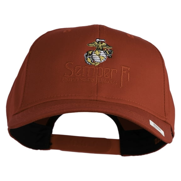 United States Marines Semper Fi Emblem Embroidered Solid Cotton Twill Pro Style Cap - Red OSFM