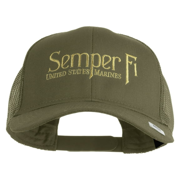 United States Marines Semper Fi Embroidered Solid Cotton Twill Mesh Prostyle Cap - Khaki OSFM