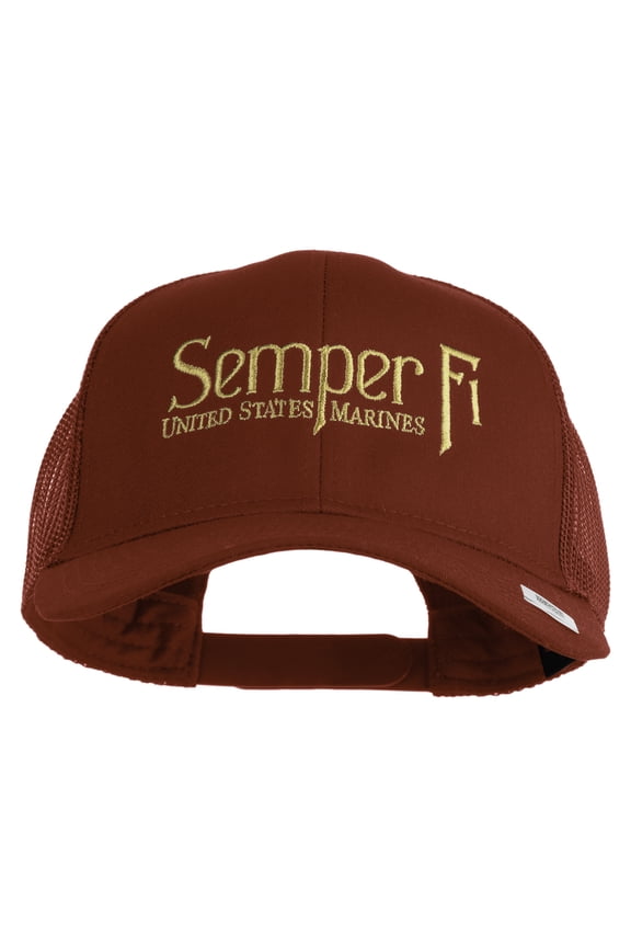 United States Marines Semper Fi Embroidered Solid Cotton Twill Mesh Prostyle Cap - Red OSFM
