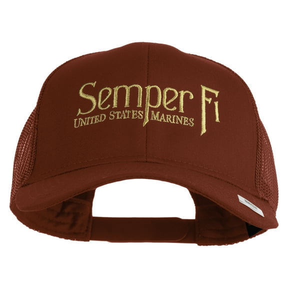 United States Marines Semper Fi Embroidered Solid Cotton Twill Mesh Prostyle Cap - Red OSFM