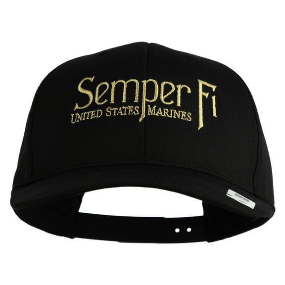 United States Marines Semper Fi Embroidered Solid Cotton Twill Pro Style Cap - Black OSFM