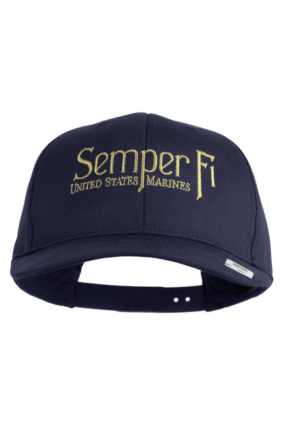 United States Marines Semper Fi Embroidered Solid Cotton Twill Pro Style Cap - Navy OSFM