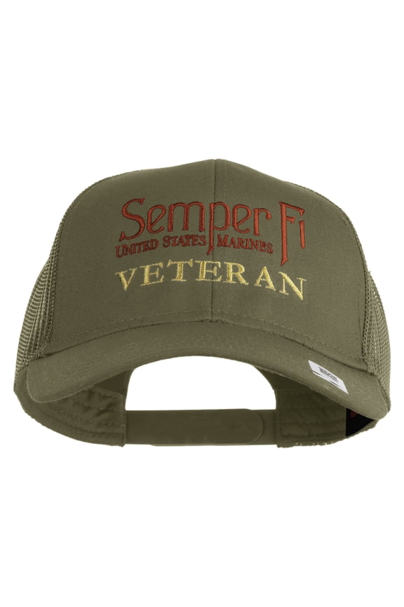 United States Marines Semper Fi Veteran Embroidered Solid Cotton Twill Mesh Prostyle Cap - Khaki OSFM