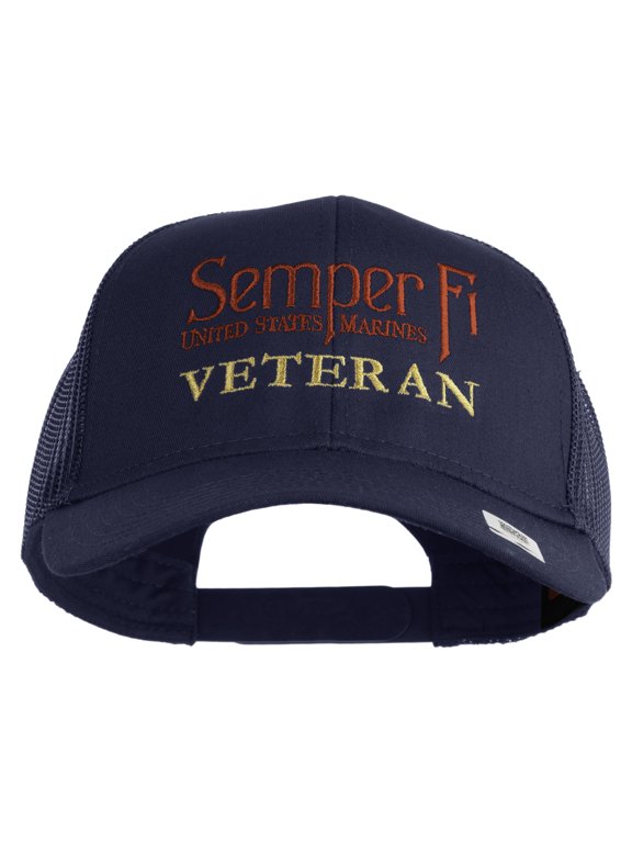 United States Marines Semper Fi Veteran Embroidered Solid Cotton Twill Mesh Prostyle Cap - Navy OSFM