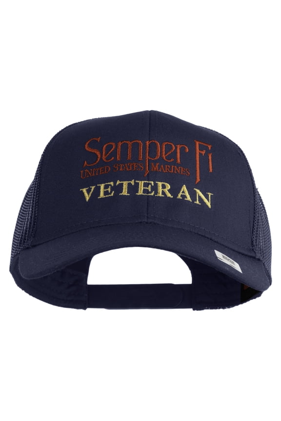 United States Marines Semper Fi Veteran Embroidered Solid Cotton Twill Mesh Prostyle Cap - Navy OSFM