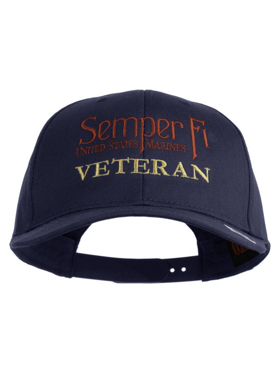 United States Marines Semper Fi Veteren Embroidered Solid Cotton Twill Pro Style Cap - Navy OSFM