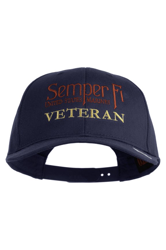 United States Marines Semper Fi Veteren Embroidered Solid Cotton Twill Pro Style Cap - Navy OSFM