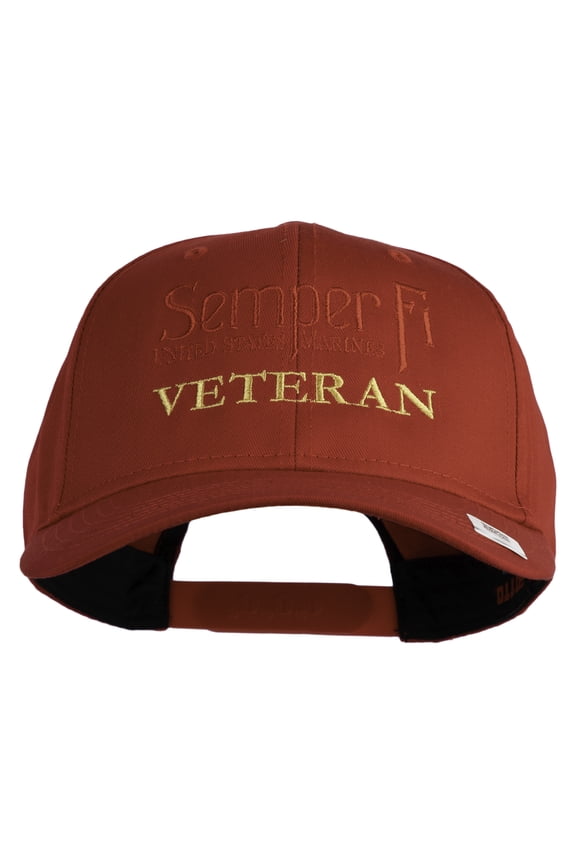 United States Marines Semper Fi Veteren Embroidered Solid Cotton Twill Pro Style Cap - Red OSFM