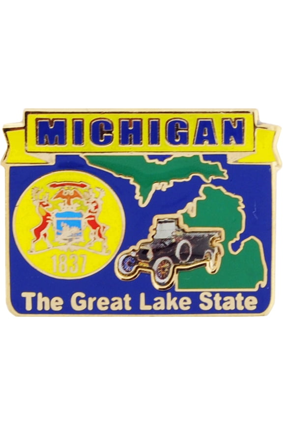 United States, Michigan, The Great Lake State Map Pin - Officially Licensed, Enamel Lapel Pin - 1"