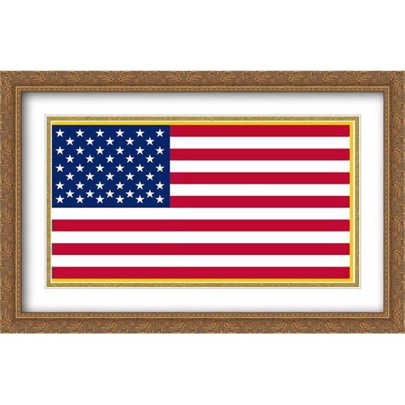 United States Military 2x Matted 40x26 Large Gold Ornate Framed Art Print by The Flag Art Print Series