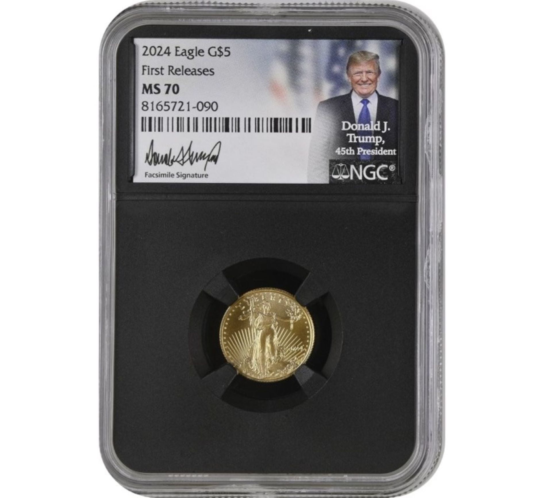 United States Mint 2024 American Gold Eagle 1/10 Oz NGC MS70 FR Trump 45th President Label