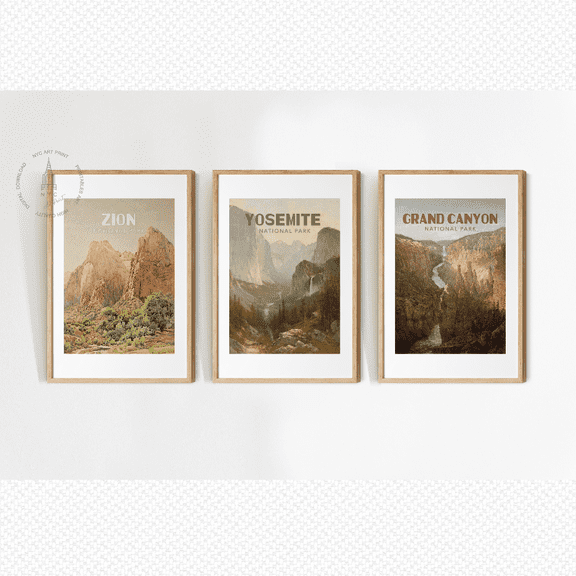 United States National Parks Vintage Travel Poster Set 3 Prints Set 3 , Poster Only