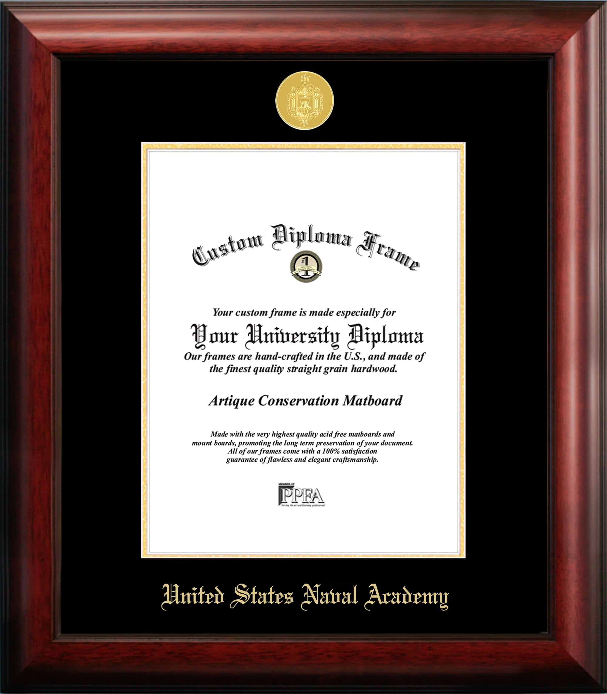 United States Naval Academy 14" x 10" Gold Embossed Diploma Frame