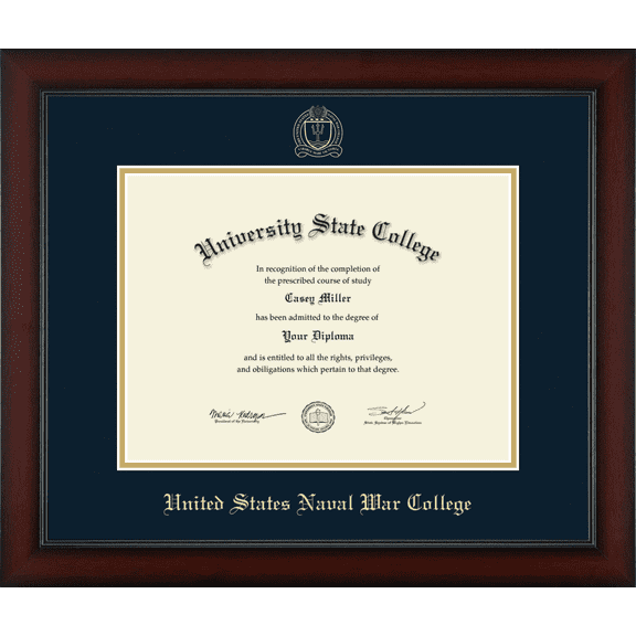 United States Naval War College Diploma Frame, Document Size 12" x 9"