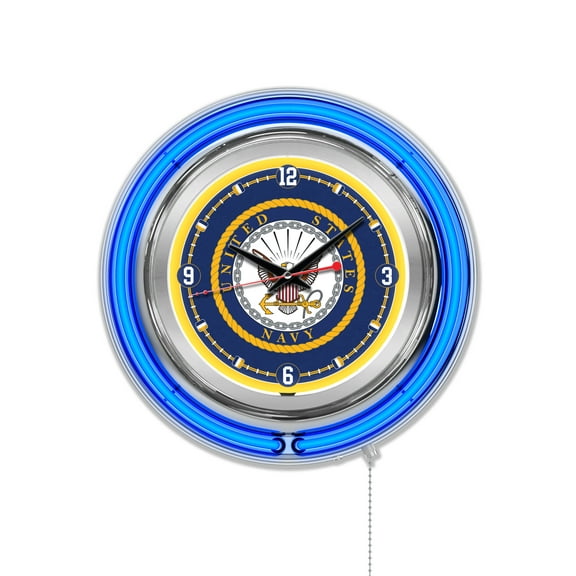 United States Navy 15" Double Neon Wall Clock
