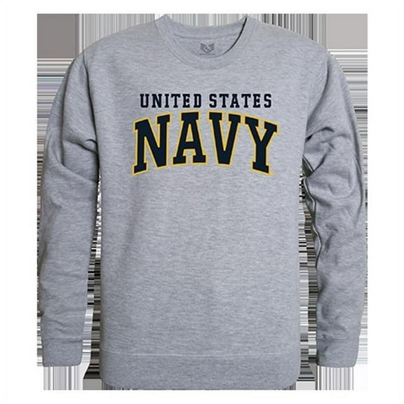 United States Navy 3 Graphic Crew Neck Sweatshirt, Heather Grey - Extra Large