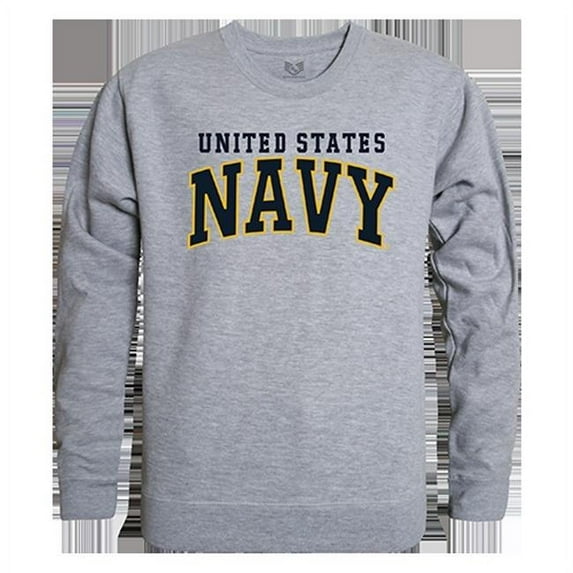 United States Navy 3 Graphic Crew Neck Sweatshirt, Heather Grey - Small