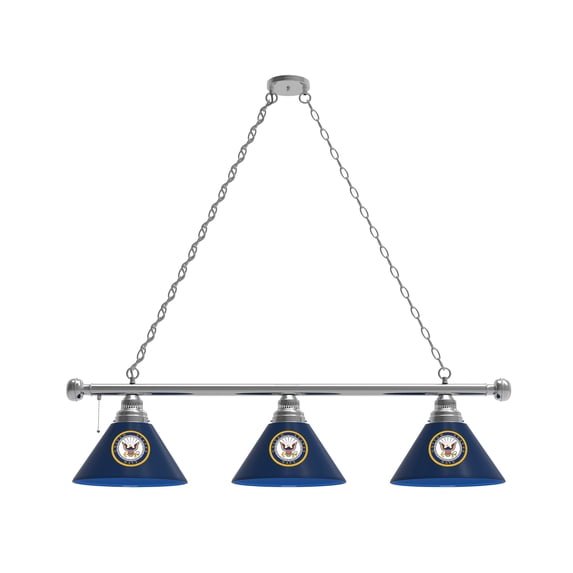 United States Navy 3 Shade Billiard Light with Chrome FIxture