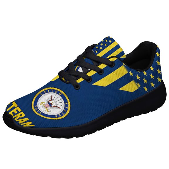 United States Navy American flag Veteran US Shoes Sneakers for Women Men Black Size 12