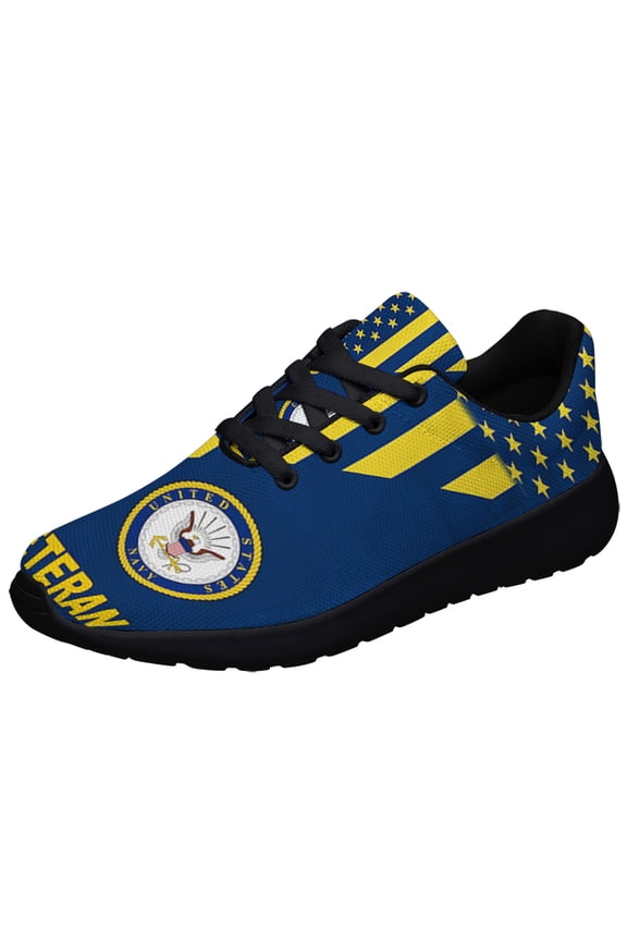 United States Navy American flag Veteran US Shoes Sneakers for Women Men Black Size 7