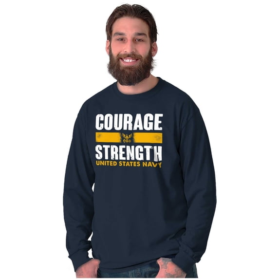 United States Navy Courage Strength Unisex Plus Size Long Sleeve Shirt Brisco Brands 3X