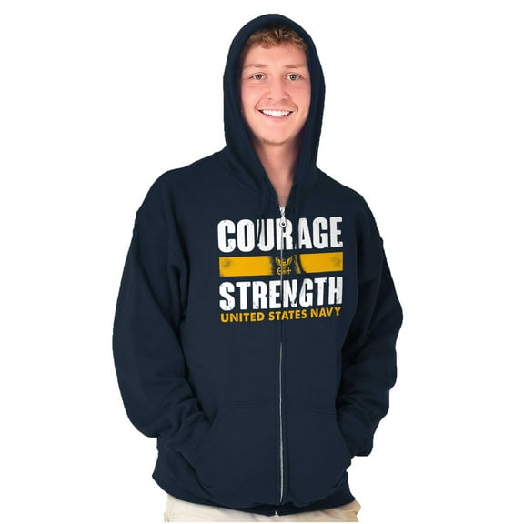 United States Navy Courage Strength Unisex Plus Size Zip Hoodie Brisco Brands 5X