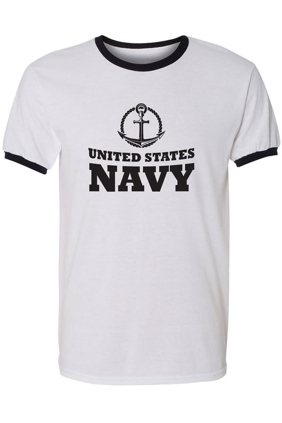 United States Navy Crest Adult Short Sleeve Ringer T-shirt