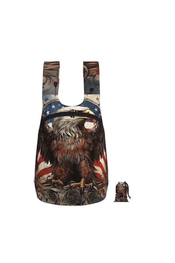 United States Navy Eagle American Flag USA Foldable Storage Backpack Lightweight Packable Travel Daypack for Shopping Commuting Hiking