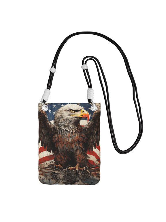 United States Navy Eagle American Flag USA Small Crossbody Phone Bag, Cell Phone Purse with Adjustable Removable Strap, Mini Travel Shoulder Pouch