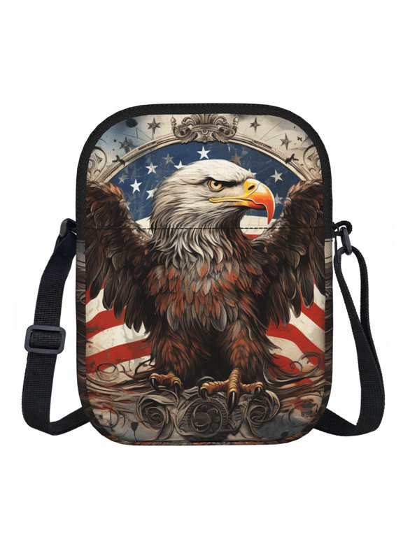United States Navy Eagle American Flag USA Zipper Crossbody Bag Everyday Travel Pouch Adjustable Strap Commuter Bags