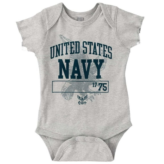 United States Navy Eagle Anchor 1775 Romper Boys or Girls Infant Baby Brisco Brands 12M