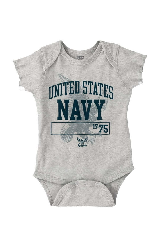 United States Navy Eagle Anchor 1775 Romper Boys or Girls Infant Baby Brisco Brands 24M