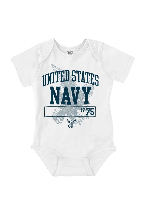 United States Navy Eagle Anchor 1775 Romper Boys or Girls Infant Baby Brisco Brands 6M