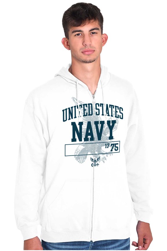 United States Navy Eagle Anchor 1775 Unisex Plus Size Zip Hoodie Brisco Brands 4X
