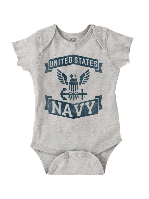 United States Navy Eagle Anchor Logo Romper Boys or Girls Infant Baby Brisco Brands 6M