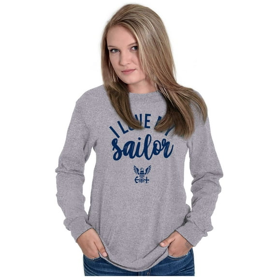 United States Navy I Love My Sailor Women's Long Sleeve T Shirt Brisco Brands S