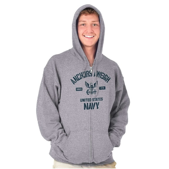 United States Navy Logo Anchor Aweigh Unisex Plus Size Zip Hoodie Brisco Brands 5X