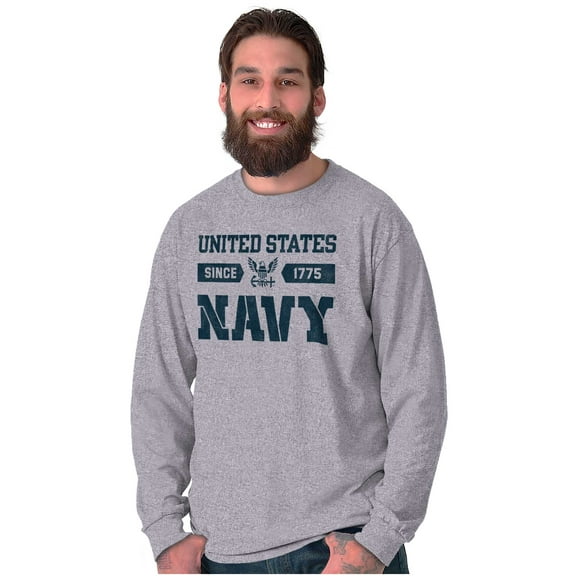 United States Navy Logo Since 1775 Unisex Plus Size Long Sleeve Shirt Brisco Brands 3X