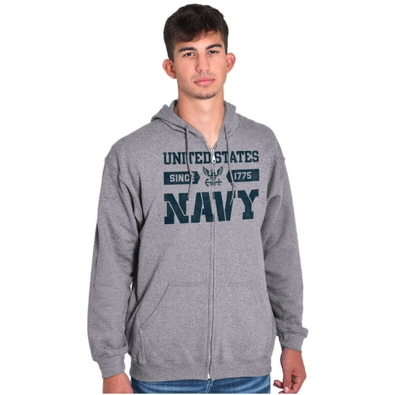 United States Navy Logo Since 1775 Unisex Plus Size Zip Hoodie Brisco Brands 2X