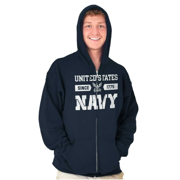 United States Navy Logo Since 1775 Unisex Plus Size Zip Hoodie Brisco Brands 4X