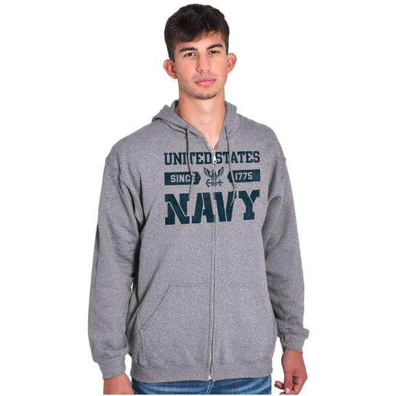 United States Navy Logo Since 1775 Unisex Plus Size Zip Hoodie Brisco Brands 5X