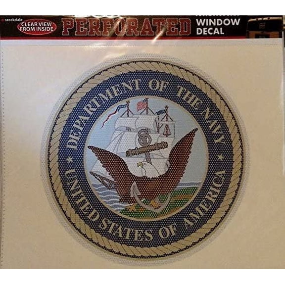 United States Navy Military 12 Inch Preforated Window Film Decal Sticker, One-Way Vision, Adhesive Backing