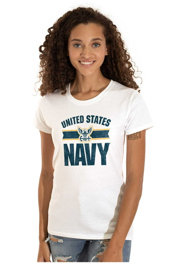 United States Navy Military Logo Women's T Shirt Ladies Tee Brisco Brands S