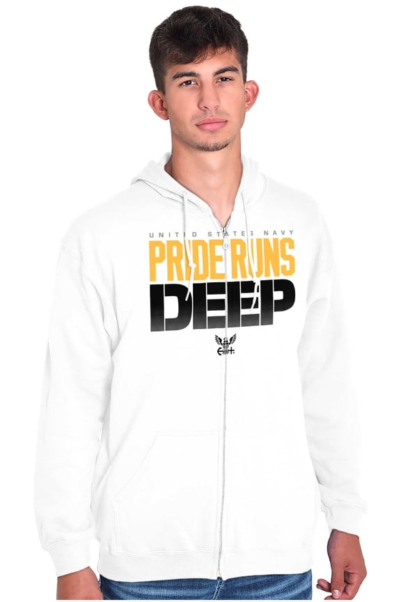 United States Navy Pride Runs Deep Zip Up Hoodie Men's Women's Brisco Brands S