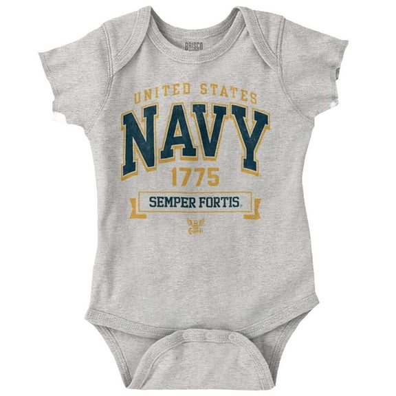 United States Navy Semper Fortis 1775 Romper Boys or Girls Infant Baby Brisco Brands 18M