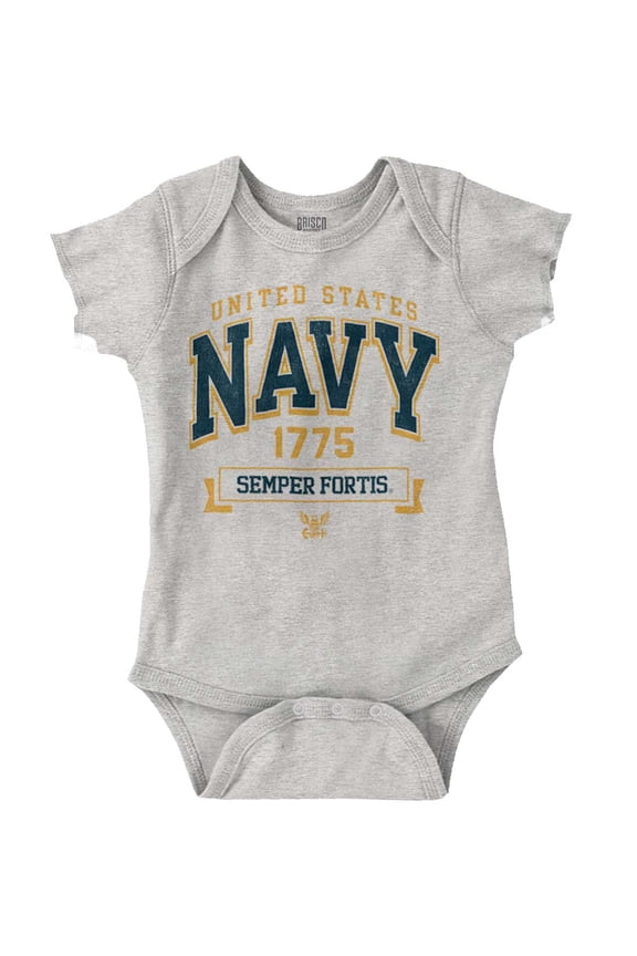United States Navy Semper Fortis 1775 Romper Boys or Girls Infant Baby Brisco Brands 18M