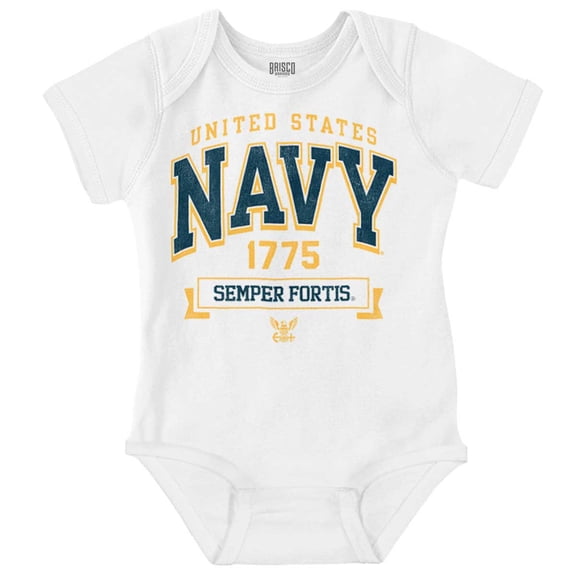 United States Navy Semper Fortis 1775 Romper Boys or Girls Infant Baby Brisco Brands 18M