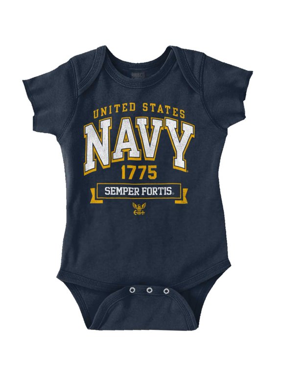 United States Navy Semper Fortis 1775 Romper Boys or Girls Infant Baby Brisco Brands 6M